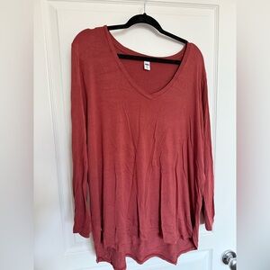 Old Navy Women's Long Sleeve V-Neck Top - Rust